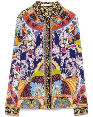 Alice + Olivia Alice + Olivia Willa gedrucktes Seidenhemd - Mehrfarbig