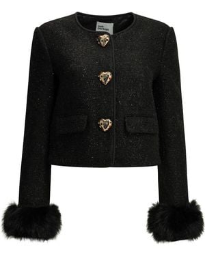 Self-Portrait Bouclé Blazer - Black