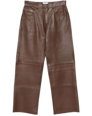 Haikure Five-Pocket Leather Trousers - Brown