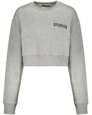 Balmain – Kurz geschnittenes Logo-Sweatshirt - Grau
