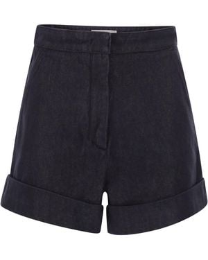 Max Mara Mxmcalca Shorts De Algodón Efecto Denim - Azul