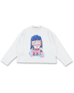Marni Girl's 100% Cotton T-Shirt - White