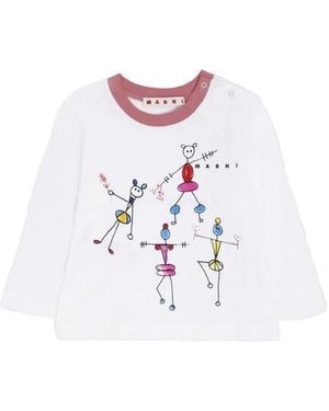 Marni T Shirt With Stylized Logo - White