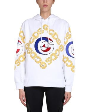 Gcds Relaxed Fit Cotton Hoodie - White