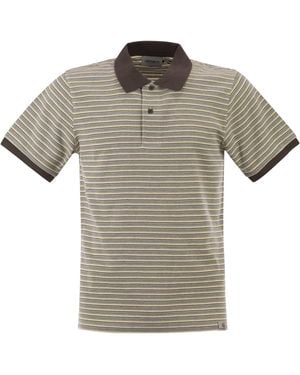 Carhartt Short-Sleeved Polo Shirt With A Striped Pattern - Grey
