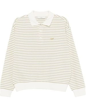 DUNST Gestreiftes Baumwoll-Poloshirt - Weiß