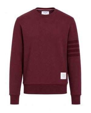 Thom Browne Langärmliger -Pullover mit Rundhalsausschnitt und farblich abgestimmtem 4-Bar-Print aus stückgefärbtem Loopback - Rot
