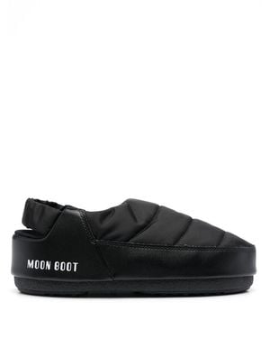 Moon Boot Elasticated Band Padded Slippers - Black