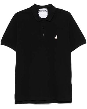 Moschino Baumwoll -Polo -Hemd mit Logo -Stickerei - Schwarz