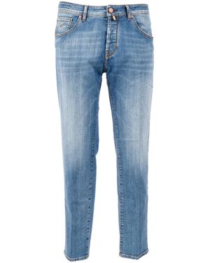 Jacob Cohen Cropped Slim Fit Scott 5 Pockets Trousers - Blue