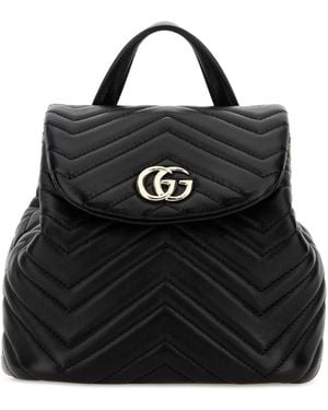 Gucci Black Leather Mini GG Marmont Backpack