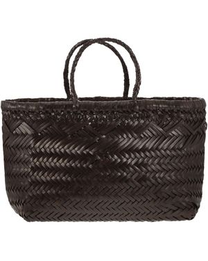 Dragon Triple Jump Small Woven Lederen Tas - Zwart