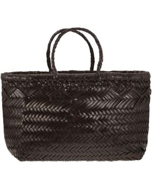 Dragon Triple Jump Small Woven Leather Bag - Black