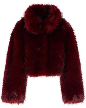 ROTATE BIRGER CHRISTENSEN 'Salia' Burgundy Polyester Faux Fur Coat - Red