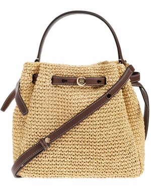 Tory Burch Bolso bombonera de paja Romy - Metálico