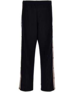 Golden Goose Wide Leg Sweatpants With Contrast Side Bands - Blue