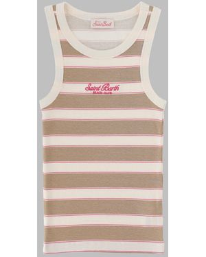 MC2 Saint Barth Tank Top "Ada" Con Logo - Natural