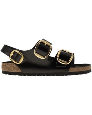 Birkenstock Milano Big Buckle Lederen Sandaal - Zwart