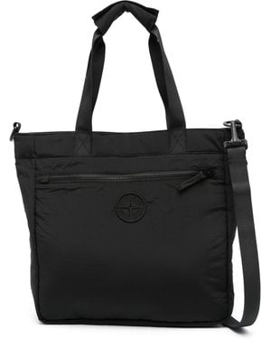 Stone Island Compass Motif Tote Bag - Black