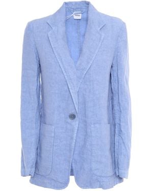 Aspesi Lightweight Textured Linen Jacket With Tailored Silhouette - Blue