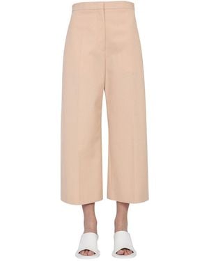 Jil Sander Wide-Leg Cropped Pants With Smooth Fabric - White