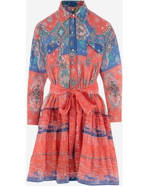 PEP'S CANNES Cotton Dress With Geometric Print - Red