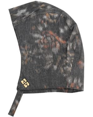 Ganni Cap With Print - Grey