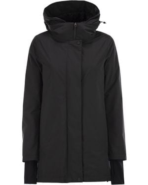 Herno A-Shaped Down Jacket With Hood, 2 Layers - Black