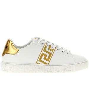 Versace Bestickte Greca Sneaker - Weiß