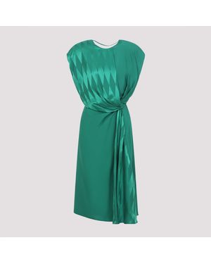 Versace Jacquard Seiden-Midikleid Mit Drapierung - Grün