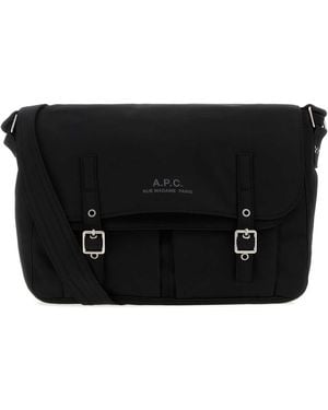A.P.C. Canvas Messenger Shopping Bag - Black