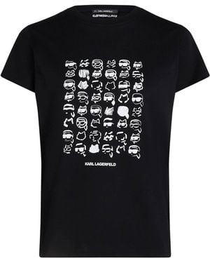 Karl Lagerfeld Schwarzes Bio-Baumwoll-Graphic-T-Shirt