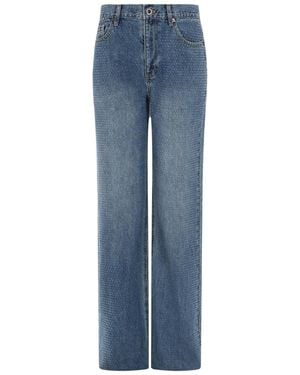 Self-Portrait High-Rise Straight-Leg Jeans - Blue