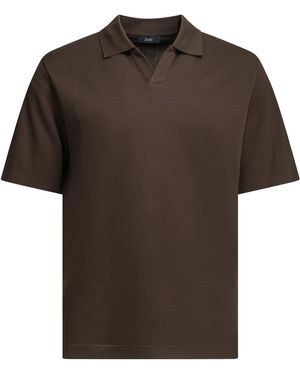 Herno Polo Shirt Without Buttons - Brown