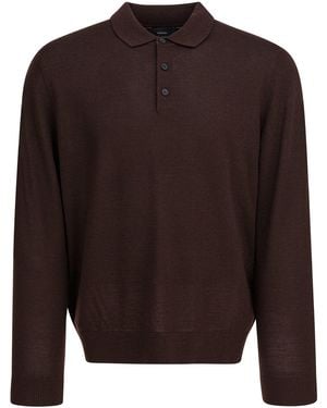 Vince Merino Wool Polo Shirt Polo Shirts Bordeaux-Uomo - Marrone
