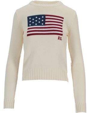Ralph Lauren Flag Cn Langarmpullover - Weiß