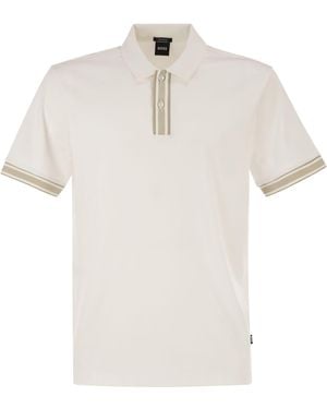 BOSS Cotton Polo Shirt With Contrast Placket - White