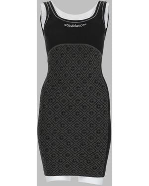 CASABLANCA Monogram Print Sleeveless Mini Dress - Black