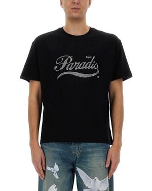 3.PARADIS Crystal Logo T Shirt - Black