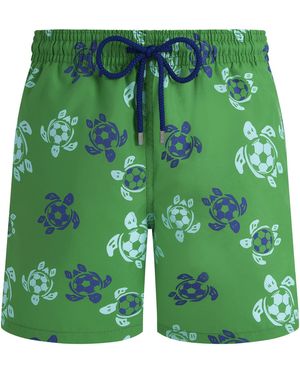 Vilebrequin Herrens Badeshorts mit grafischem Schildkröten-Print - Grün