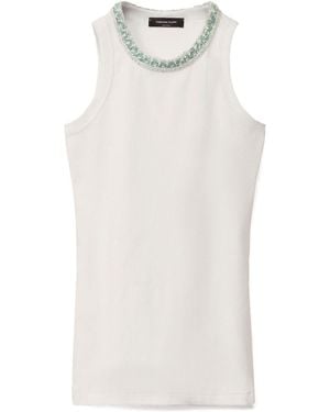 Fabiana Filippi Canotta Con Ricamo Sullo Scollo - Bianco