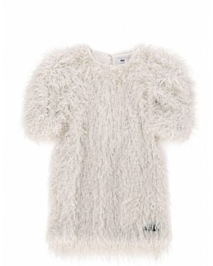 MSGM Peluche Robe Fille Crema/Crème - Blanc