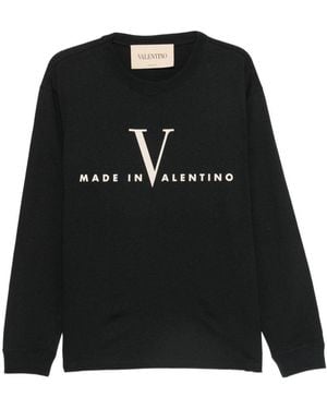 Valentino Logo Cotton T-Shirt - Black