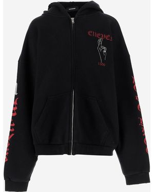 we11done WE11 DURDE COTTON SWEATSHIRT mit Elleven -Muster - Schwarz