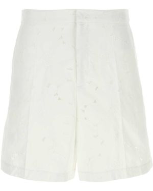 Valentino Garavani Cotton Blend Bermuda Shorts - White