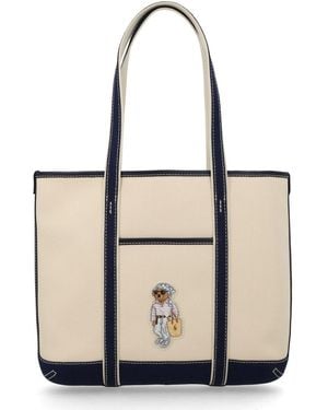 Polo Ralph Lauren Mini Canvas Shoulder Tote Handbag - Natural