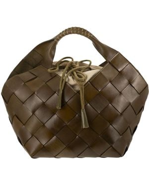 Dragon Botteghe Braided Leather Bag - Brown