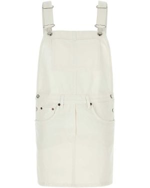 Prada Denim Dungarees Dress - White