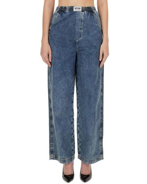 Moschino Wide-Leg Denim Pants With High Waist - Blue