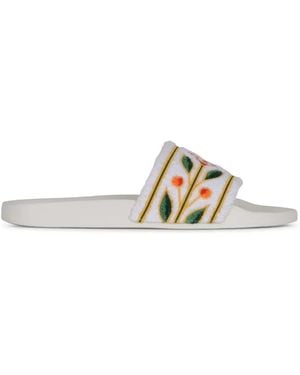 CASABLANCA Embroidered Sandals - White